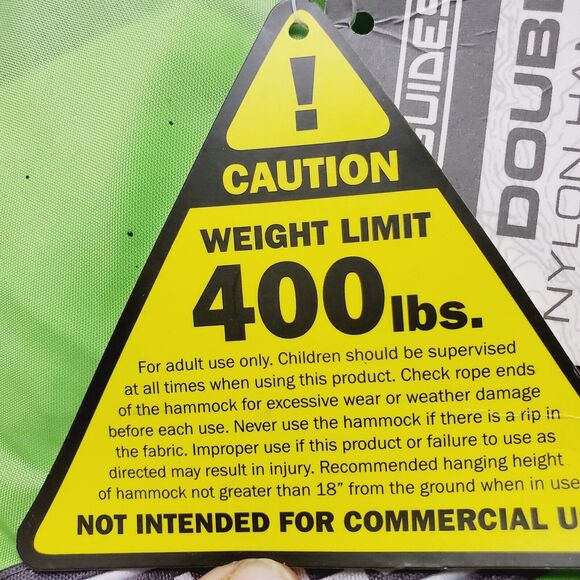 GUIDESMAN 276-7202 Double Person Nylon Hammock Green NWT Durable 400 lb. Weight - Picture 4 of 6